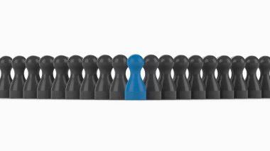 3D Görüntü - Sıraya dizilmiş bir grup çalışanın önünde lider