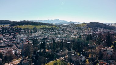 SANKT GALLEN, SWitzERLAND - 1 Mart 2020: Sankt Gallen 'in şehir havadan görüntüsü