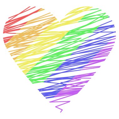 LGBT kalp krizi. Beyaz arkaplanda izole edilmiş hak kavramı simgesi