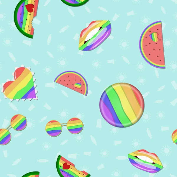 ЛГБТ-модель радуги на бирюзовом фоне. Яркая красочная векторная иллюстрация — стоковый вектор