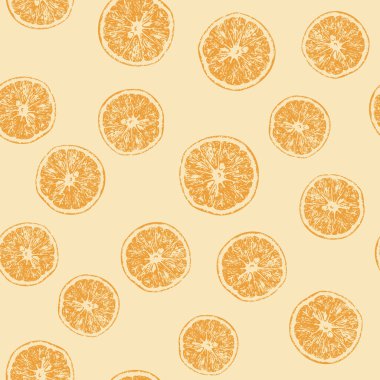 Dilimlenmiş portakallarla kusursuz bir arka plan. Parlak vektör arkaplanı