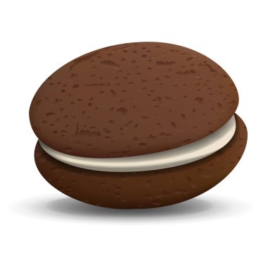 Beyaz arka planda izole edilmiş Whoopie Pie Realistik vektör tatlı çizimi