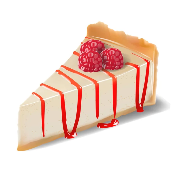 Ahududulu cheesecake, Beyaz arka planda izole edilmiş Vektör Illustration