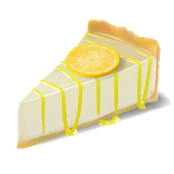 Käsekuchen mit Zitrone, Vector Illustration isoliert auf weißem Hintergrund — Stockvektor