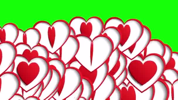 Transiciones Corazones Fondo Pantalla Verde Para Edición Vídeo San Valentín — Vídeos de Stock