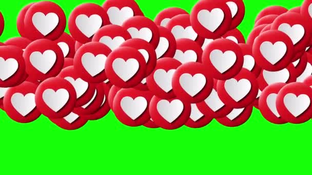Transiciones de corazones en el fondo de pantalla verde para la edición de vídeo. Día de San Valentín vídeo concepto de transición de la temporada de amor y boda — Vídeos de Stock