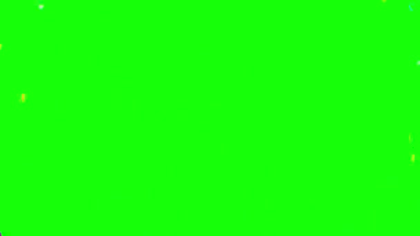Yeşil ekranda konfeti patlamasının animasyonu. Renkli kağıtlar yan yana uçuyor. — Stok video