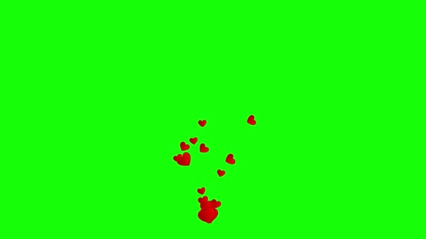 Социальные сети 4K Живое анимированное сердце 2D анимация на зеленом экране — стоковое видео