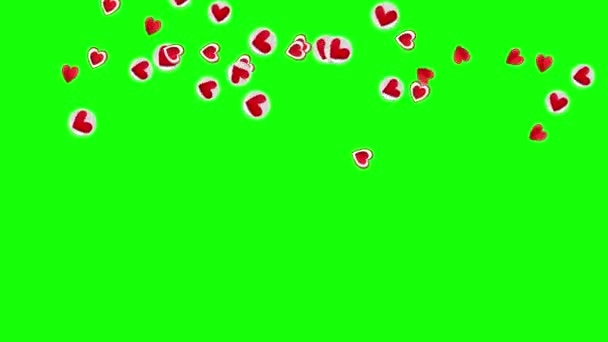 Coração gosta ícones voar em mídias sociais ao vivo no fundo tela verde. Modelo para vídeo — Vídeo de Stock