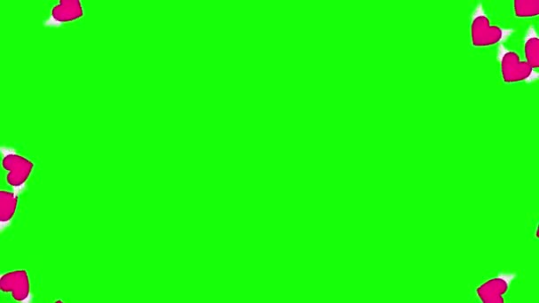 Animation of winged hearts flying on a green screen background. Red hearts flap their wings. 4k Video Template — Stock Video