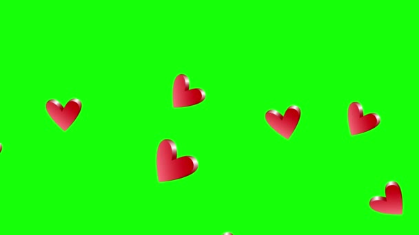 Heart likes icons fly on live social media on green screen background. Template for video — Stock Video