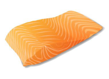 Somon balığı filetosu beyaz arka planda izole edilmiş gerçekçi vektör çizimi