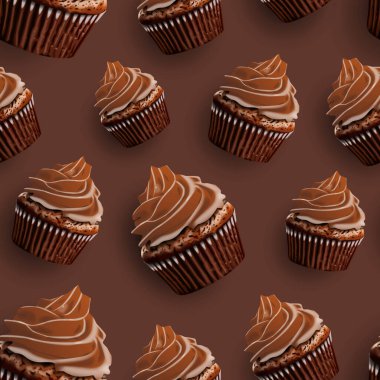 Çikolatalı kek kalıbı. Kremalı keklerin gerçekçi vektör çizimi