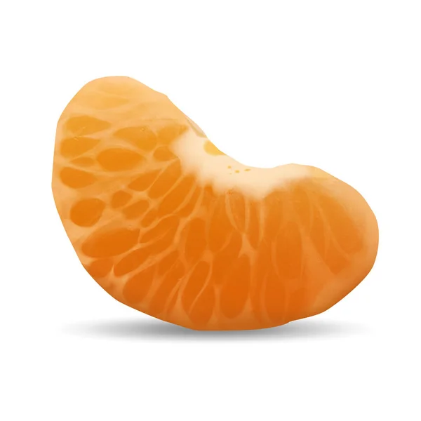 Realista vector mandarina rebanada. Ilustración de cerca de la mandarina aislada sobre fondo blanco — Vector de stock