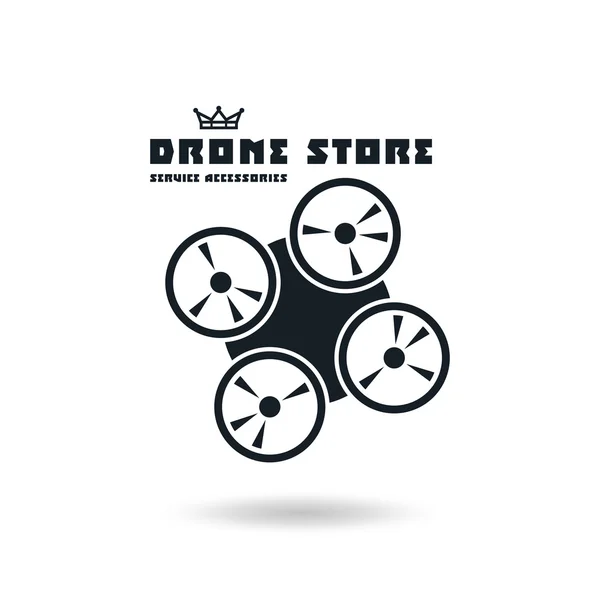 Drone emblema vector tienda — Vector de stock