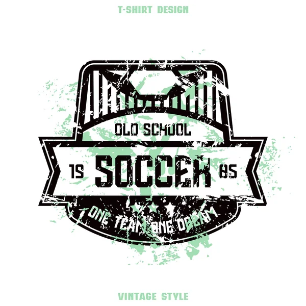 Badge calcio Design grafico per t-shirt . — Vettoriale Stock