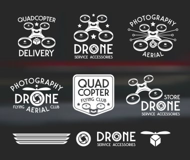 Vektör rozetleri dron veya quadrocopter kümesi