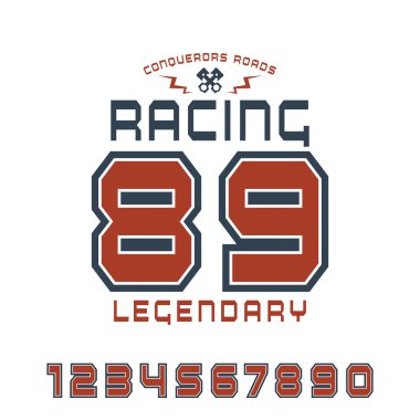 Spor numaraları kontur ve yarış amblemi ile 