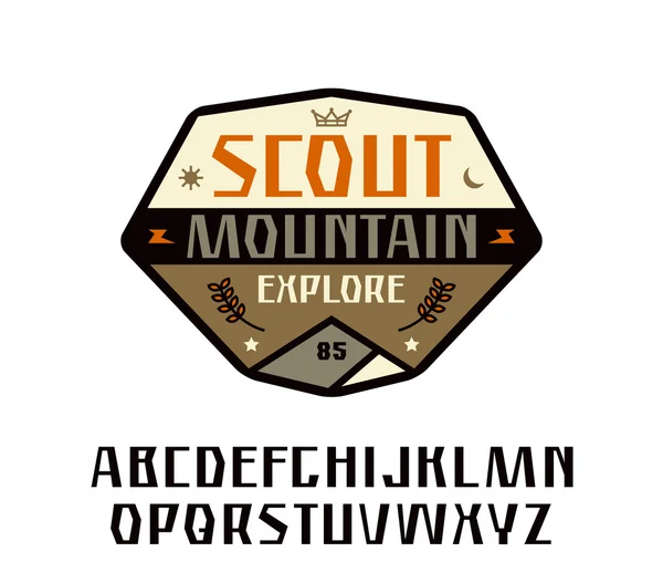 Sanserif teckensnitt och scout patch — Stock vektor