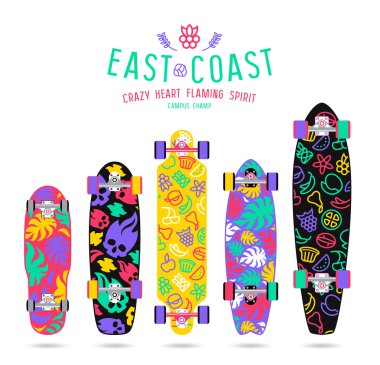 Fruit  prints in flat style for longboard clipart