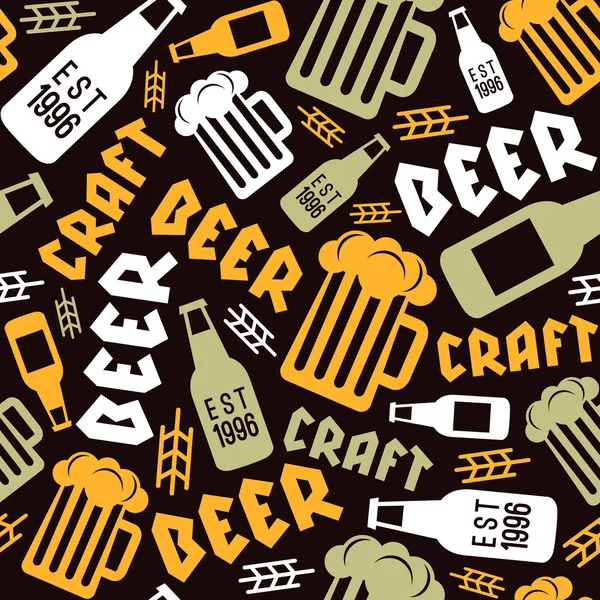 Vzor bezešvé řemeslo piva pivovar — Stockový vektor