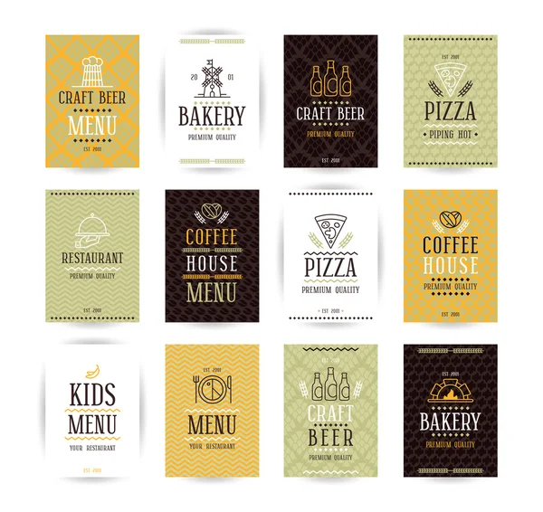 Ensemble de modèles d'affiches vectorielles pour boulangerie, café, restaurant, piz — Image vectorielle