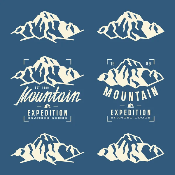 山遠征ラベル、バッジおよびデザイン要素 — ストックベクタ