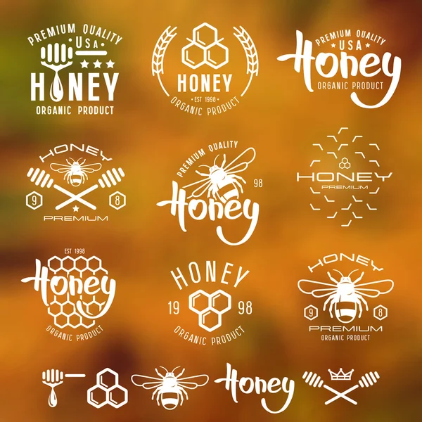 Set of honey labels, badges and design elements — Stock Vector