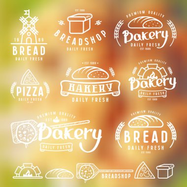 Fırın etiketleri, rozetleri ve tasarım öğeleri kümesi