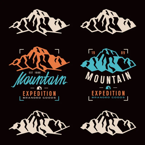 山遠征ラベル、バッジおよびデザイン要素 — ストックベクタ
