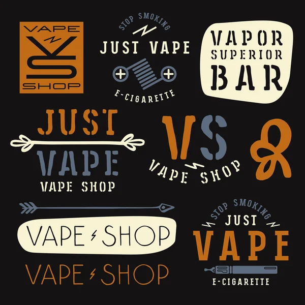 Barra de vapores e etiquetas de loja de vape — Vetor de Stock