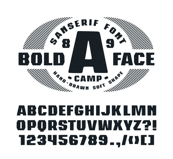 Schreefloze lettertype met zachte vorm handgetekende — Stockvector