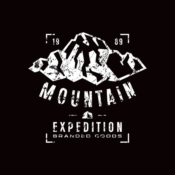 Mountain expedition label with shabby texture — Stock Vector