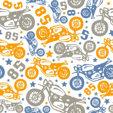 Motosiklet çizimleri ile Seamless Modeli