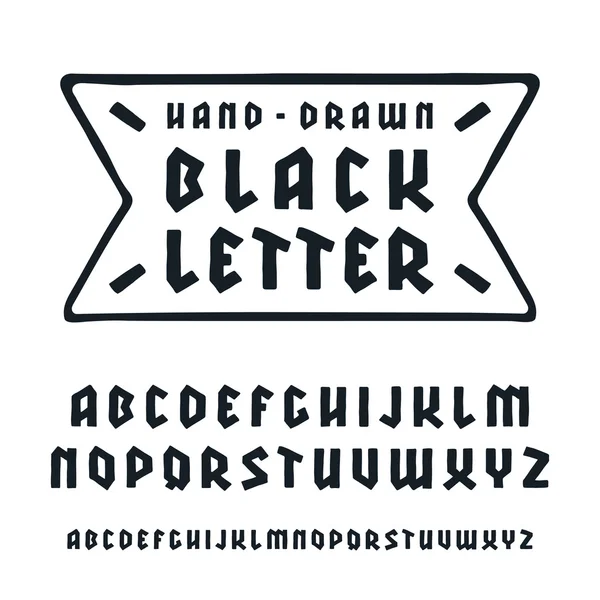 Fuente Sanserif en estilo carta negra con forma suave dibujada a mano — Vector de stock