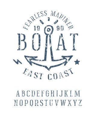 Şablon-plaka serif yazı tipiyle pürüzlü kenarlar