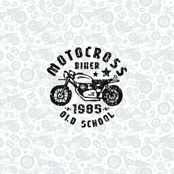 Modèle sans couture avec dessins de motos et impression pour t-shirt — Image vectorielle