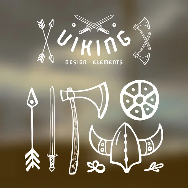Viking designelement i handritade stil — Stock vektor