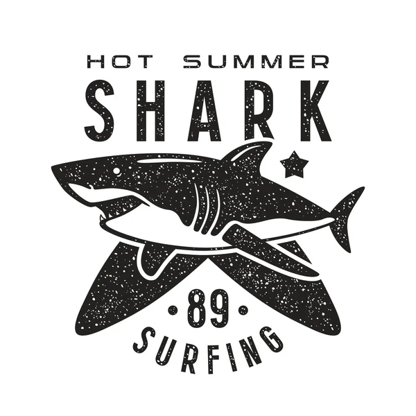Projeto gráfico para t-shirt com a imagem de tubarão — Vetor de Stock