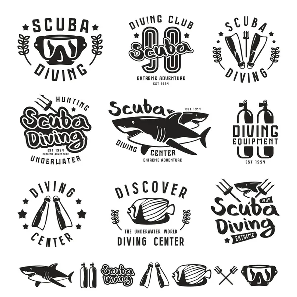 Emblemas de mergulho —  Vetores de Stock