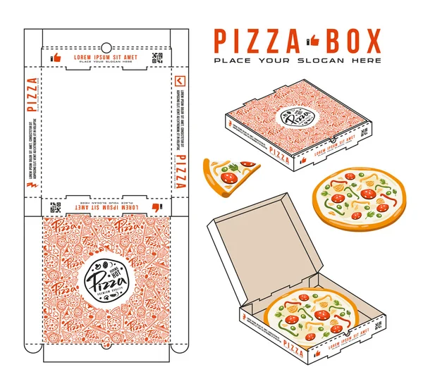 Stock vector design of boxes for pizza — Stock Vector