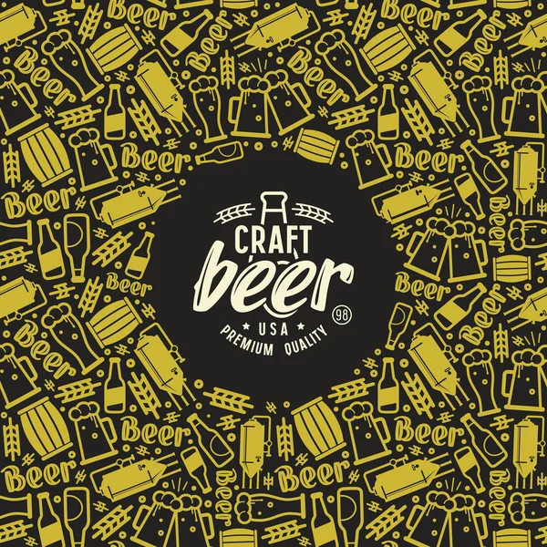 Lager vektor hantverk öl bryggeri ram och etikett — Stock vektor