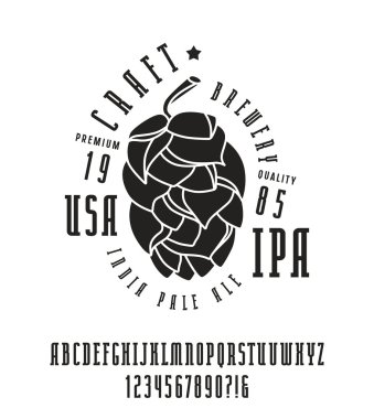 Dar serif yazı tipi ve zanaat bira etiket