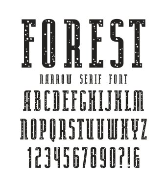 Benekli dokusu ile dar serif yazı tipi