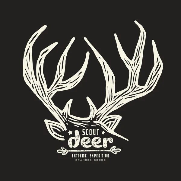 Diseño gráfico para camiseta con una imagen de cuernos de ciervo — Vector de stock