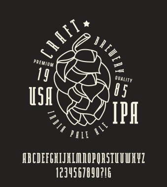 Dar serif yazı tipi ve zanaat bira etiket