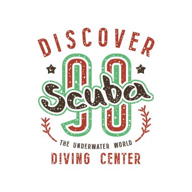 Scuba diving amblemi retro tarzı