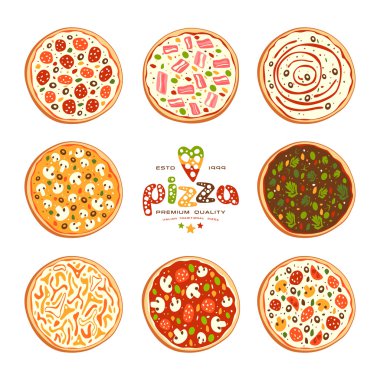 Hisse senedi vektör Illustration pizza çeşitleri