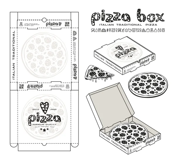 Diseño de vector de stock de cajas para pizza — Vector de stock