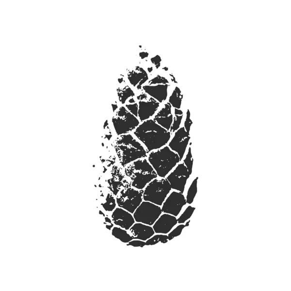 松果轮廓 白色背景的黑色印刷品 — 图库矢量图片